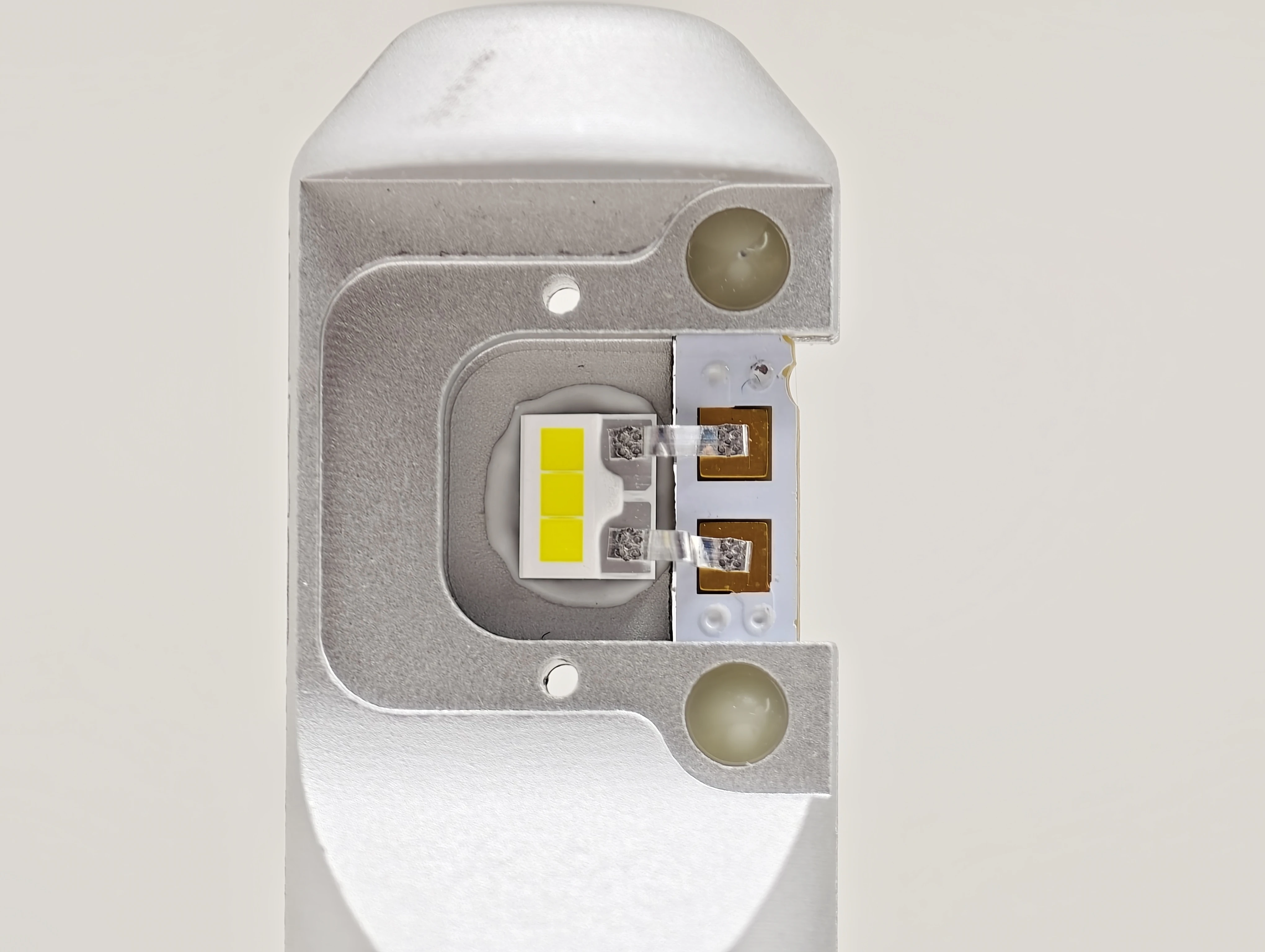 Close-up of one Philips H11 LEDr emitting surface