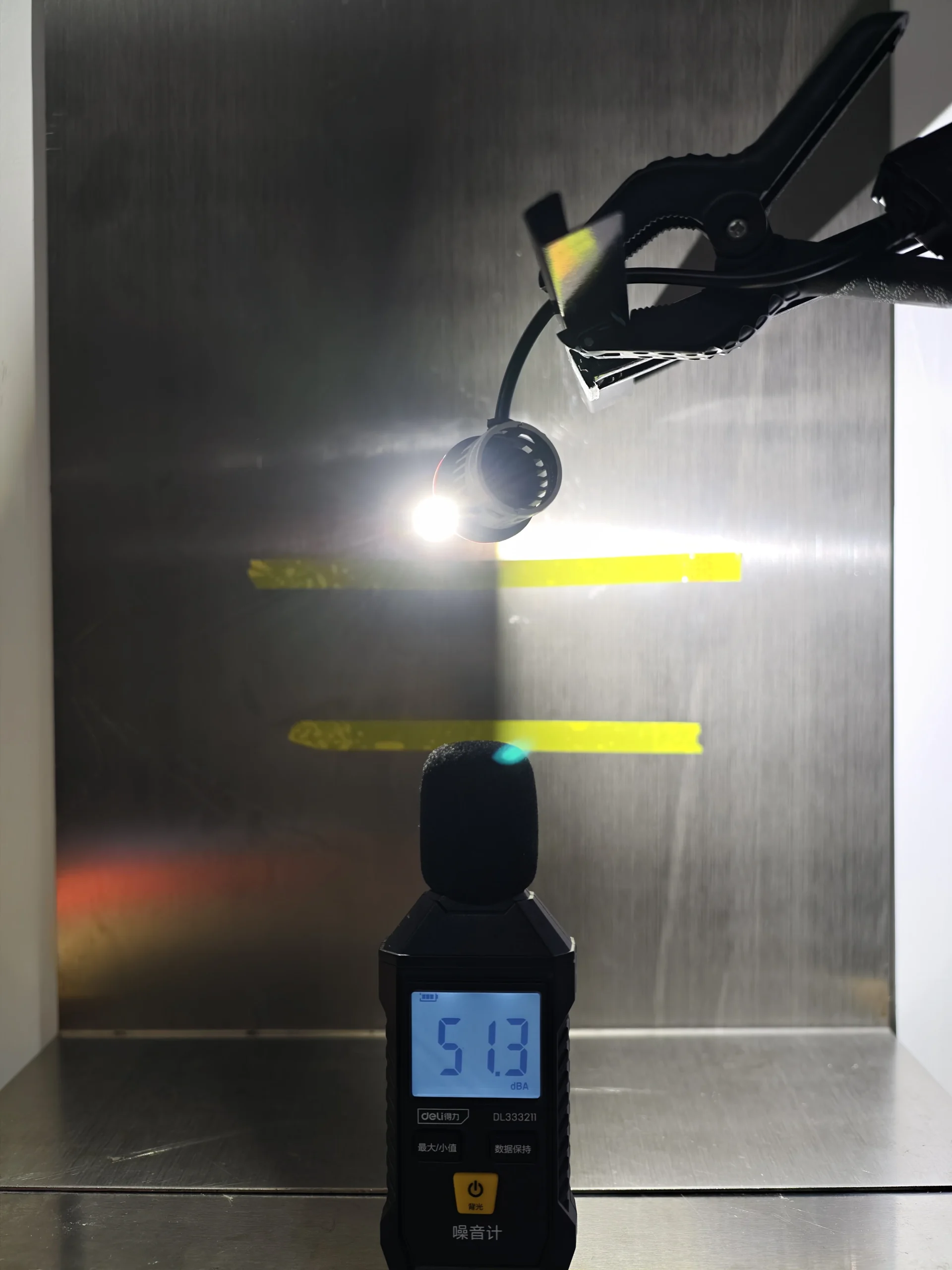 Luxfighter P36-H11 LEDr operating noise measurement