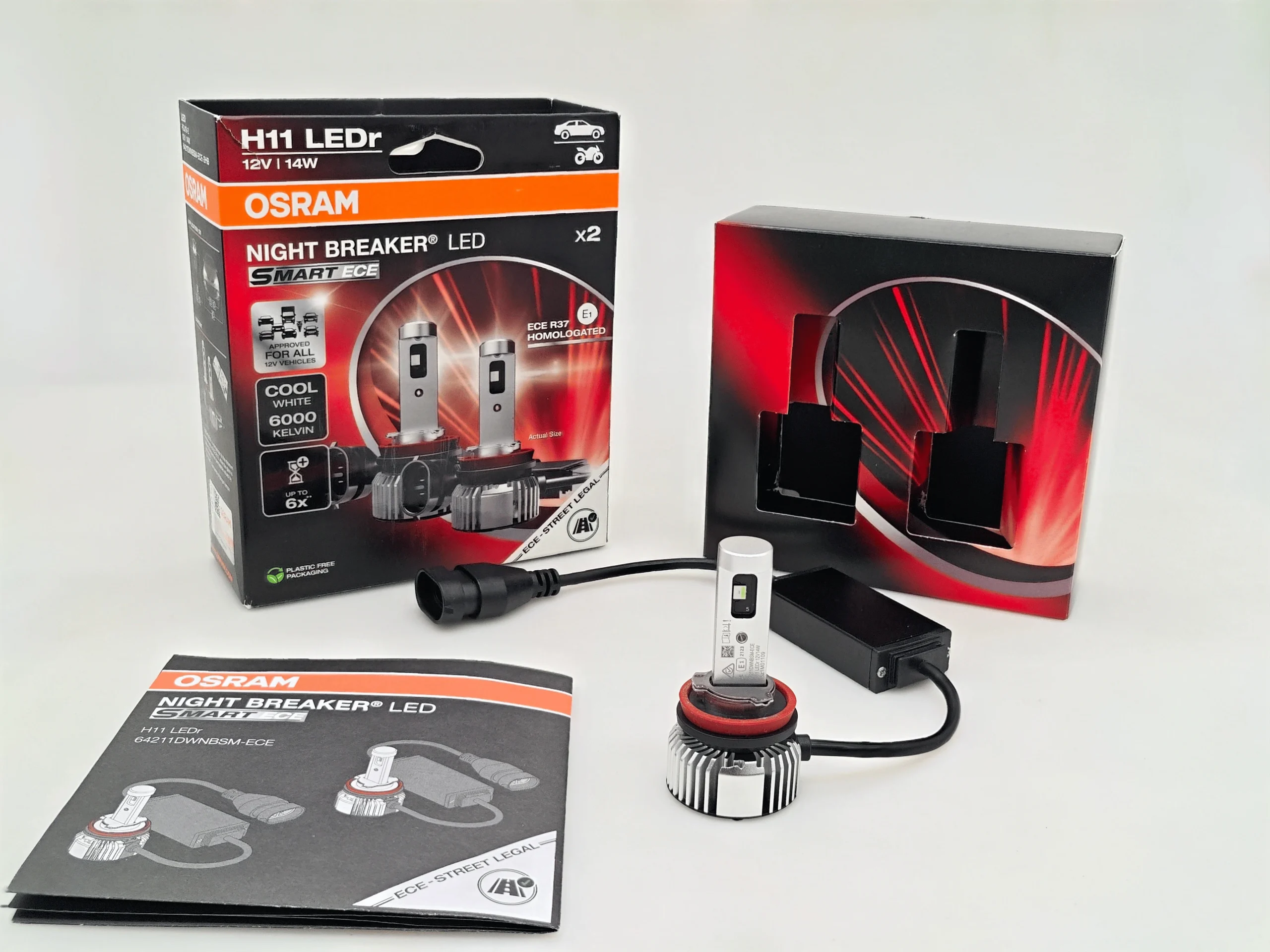 OSRAM Night Breaker LED Smart ECE H11 package and included contents